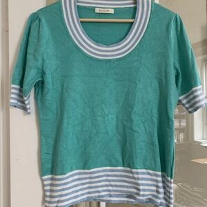 Bogari soft green scoop Neck Short Sleeve Sweater 75% silk